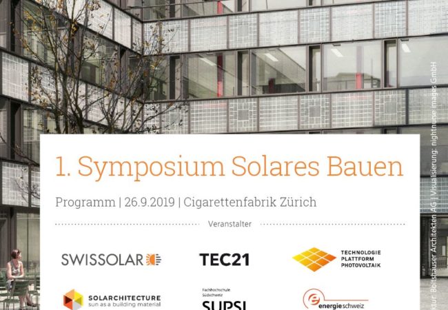 1. Symposium Solares Bauen 26.09.2019 in Zürich